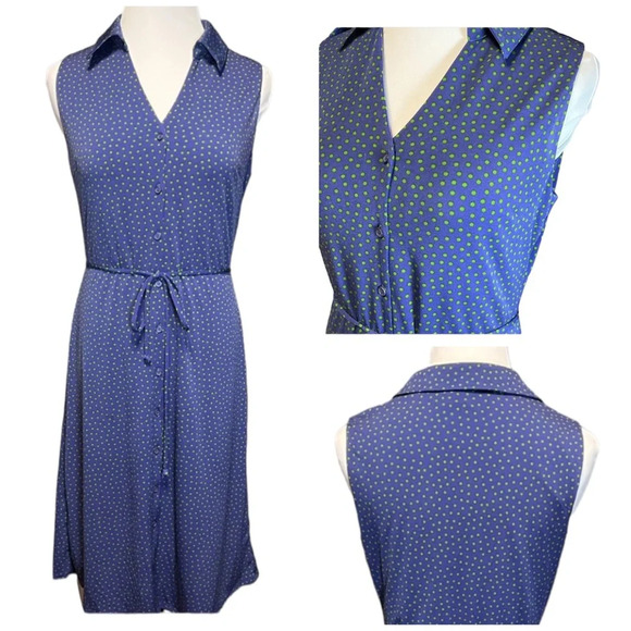 Nicole Miller Dresses & Skirts - Nicole Miller Navy Dress with Green Polka Dots